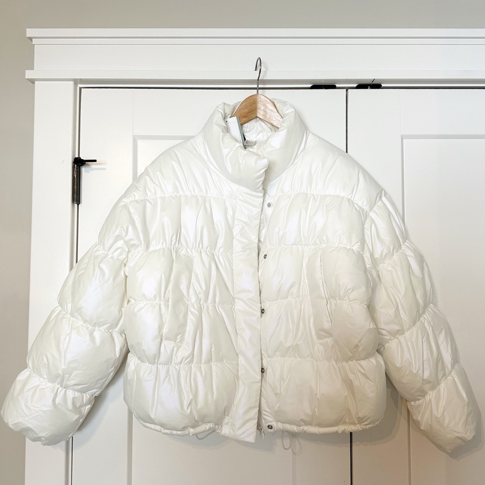 H&M white pearl puffer coat
